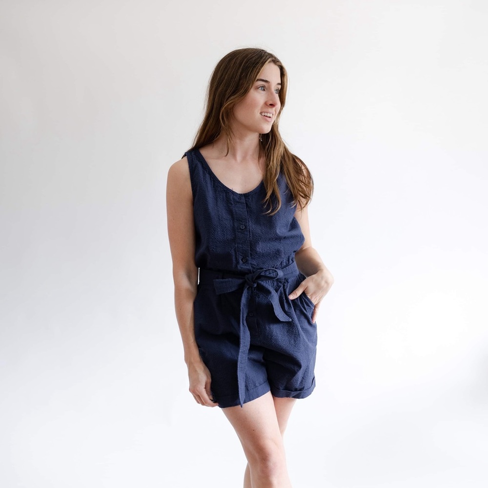 NWT. Navy Blue jumpsuit romper 100% organic cotton.
